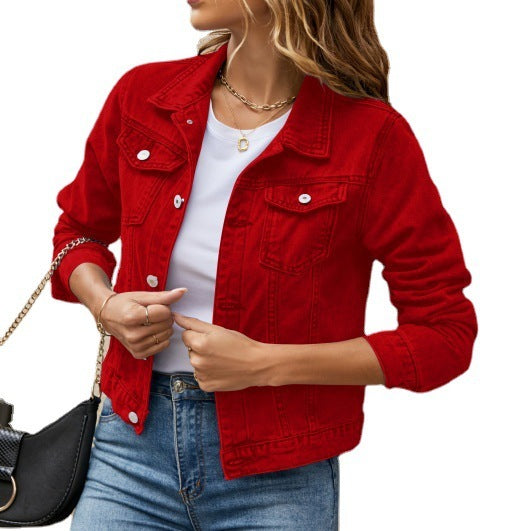 Slim Fit Denim Jacket for Men – Solid Color Casual Lapel Jacket, Stylish Fashion Outerwear